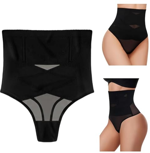 QZLSAYSL Panty Shapewear Femme， Haute sans Couture Shapewear Culotte Gaine Confortable Culotte Ventre Plat Invisible Femme (FR/ES, Alpha/Lettres, M, Taille Normale, Taille Normale, Noir)