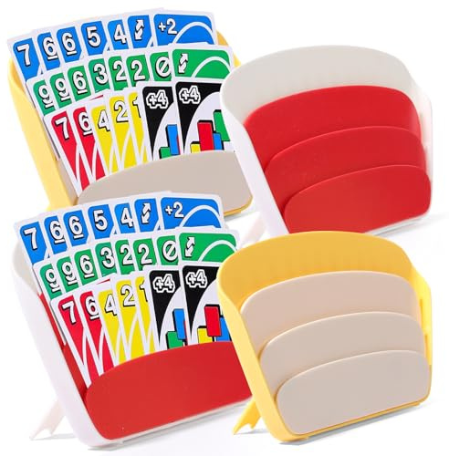 4-Pack Card Holders for Playing Card — with Tabletop Foldable Stand, 3-Layer Design. Ideal for The Elderly, Small Hands, Those with Joint Issues. Compatible with Poker, UNO, and Travel Games.