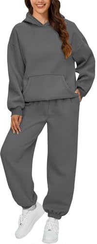 Tuta da donna set da 2 pezzi oversize lounge set completo autunno inverno tuta spessa set completo con fodera in pile abbigliamento lounge casual sport lounge streetwear vestibilità ampia pantaloni