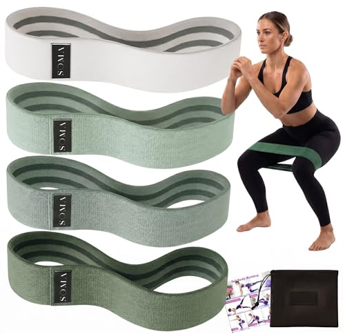 Sōma Elastique Musculation – Elastique Sport en Tissu Antidérapant et Résistant pour Entraînement Complet, Bande de Resistance Musculation pour Salle de Sport/Fitness/Yoga/Pilates (Vert, 4 Bandes)
