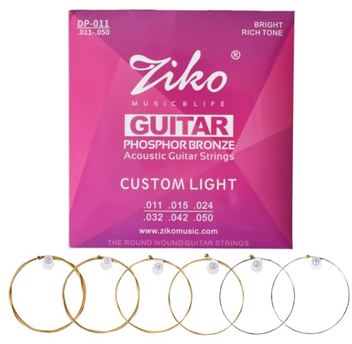 Juego De Cuerdas Guitarra Acústica (6 Cuerdas), Juego De Cuerdas De Guitarra Con Cuerdas De Acero Y Entorchado De Bronce Fosforoso, Guitar Strings para Guitarra Clásica (Ligero personalizado)