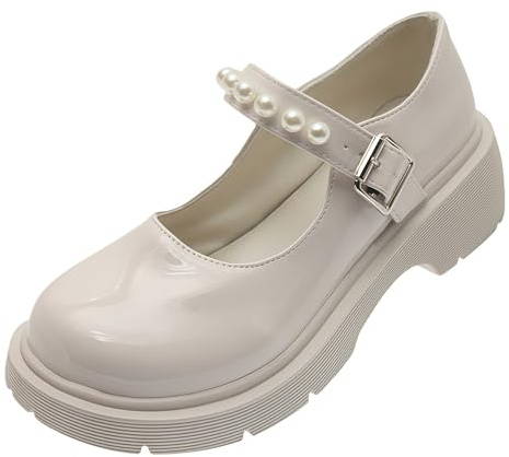 Kvinnor klassiskt block klack Mary Jane skor vintage rund tå ankelrem tjock klack pumpar för fest danser klänning bröllop