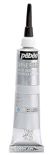 Pebeo Vitrail, Cerne Relief Dimensional Paint, 20 ml Tube with Nozzle - Silver, 0.68 Fl Oz (Pack of 1)