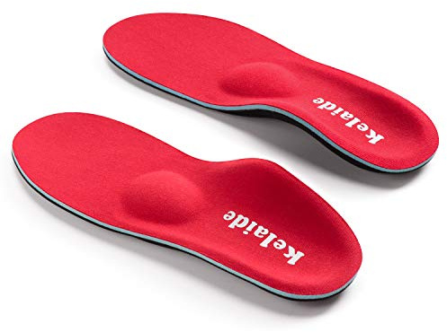 Kelaide Orthotic Insoles, High Arch Support Soft Insert for Flat Feet, Plantar Fasciitis, Feet Pain, Foot Valgus, Over Pronation, UK-7-260mm, Red