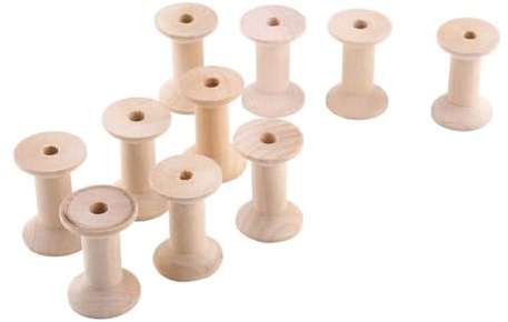 10 Piezas de Carretes de Madera Natural para Manualidades y Costura, 47mm x 31mm, Bobinas Vacías para Hilo y Alambre, Herramientas de Costura