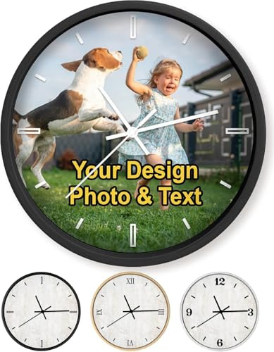 Custom Wall Clock with Photo, Name & Text - Personalized 10 Sublimation Clock in Natural Birchwood - Ideal Gift for Home Decor - Reloj de Pared Personalizado for Living Room, Bedroom, or Kitchen