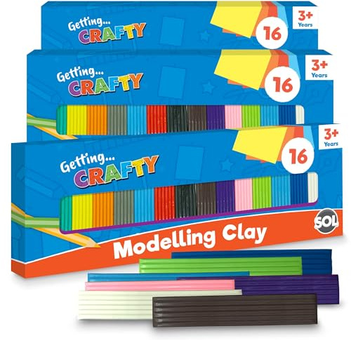 SOL 3pk Modelling Clay for Kids 16 Assorted Colours – Soft Play Clay Kit for Kid, Promotes Creativity and Sensory Play, Ideal for Crafts, School Projects, Anxiety Relief, Gift and Party Giveaways