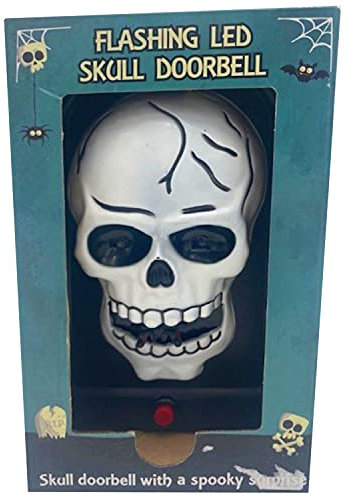 I LOVE FANCY DRESS Halloween Skull Doorbell - White Skull Doorbell With Light-up Led Eyes and Spooky Sounds - Halloween House Decoration Trick or Treat (Pack of 1)