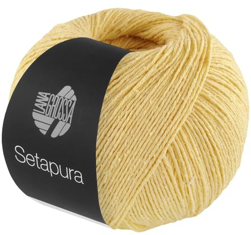 LANA GROSSA Setapura | Behagligt mjukt, matt sidengarn | handstickgarn av 100 % silke | 50 g ull för stickning och virkning | 200 m garn