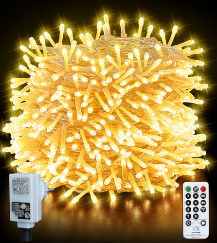 LITOHOM Lichterkette außen 50M 500 LED, Weihnachtsbeleuchtung innen mit stecker, Fernbedienung und Timer, 8 Modi IP44 wasserdicht Weihnachtsbaum Lichterkette Strom für Haus Garten Hochzeit Party Deko