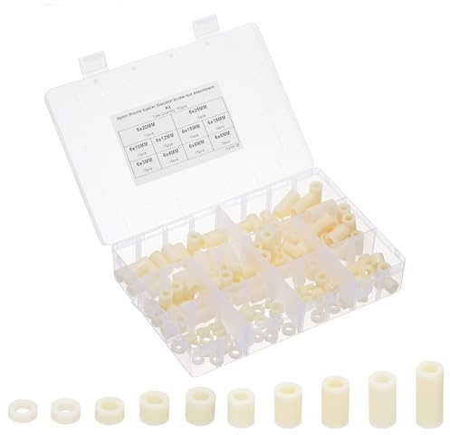 PATIKIL Separador de Nylon M6, 150 Piezas de Separadores Redondos sin Rosca para Tomas Eléctricas en Placa de Circuito Impreso, Placa Madre, Interruptor y Receptáculo, Color Blanco