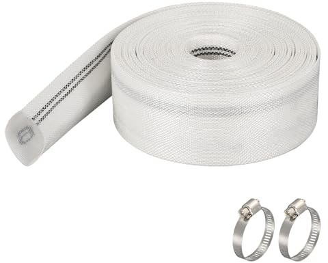 Platt slang avloppsslang, 10 m brandkårsslang, tygslang-set, industrislang med slangklämma för jordbruksbevattning i trädgårdspump (10 m x 32 mm)