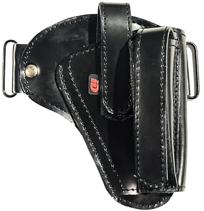 Warreplica Western Läderhölster för Glock 17, 1911, S&W M&P Shield Plus, med Magasinhållare Höger - Reproduktion (Svart)