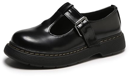 Scarpe Mary Jane Donna Scarpe Oxford da Esterno con Cinturino a T,Nero,38