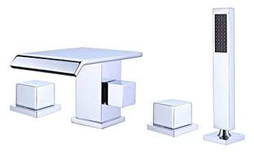 Premium 4-håls badmixerkran set – modern vattenfall duschkran lyxig spa badkar mixer elegant badrumsarmatur för ultimat avkoppling och kvalitetsprestanda