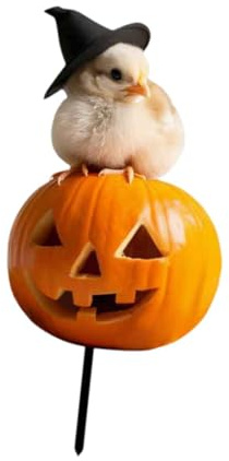 Gazechimp Estaca de Jardín Calabaza Animal Halloween Ornamental Metal Hierro Decoración Resistente Inserción Césped Adecuado para Patio Hogar, Polluelo