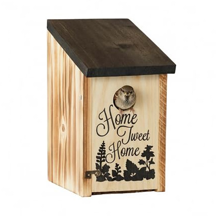 Relaxdays Nistkasten für Meisen & Spatzen, 32 mm, Reinigungsklappe, Holz, Vogelhaus zum Aufhängen, Nisthöhle, geflammt