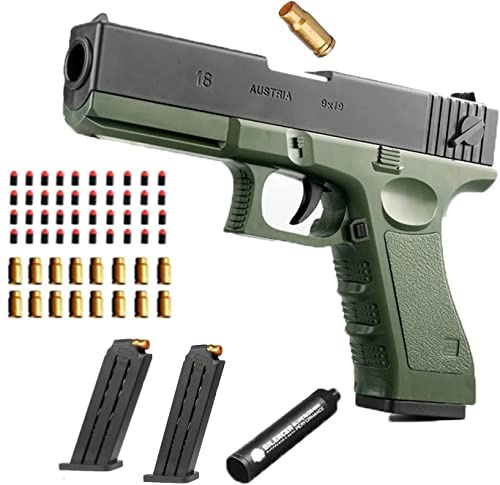 toy Gun- Squirt Boys Girls Toy Guns,Soft Bullet Shell ejecting Soft Bullet Toy Gun,Toy Gun with 2 Ejecting Magazine,16 cartridges, 40 Bullets