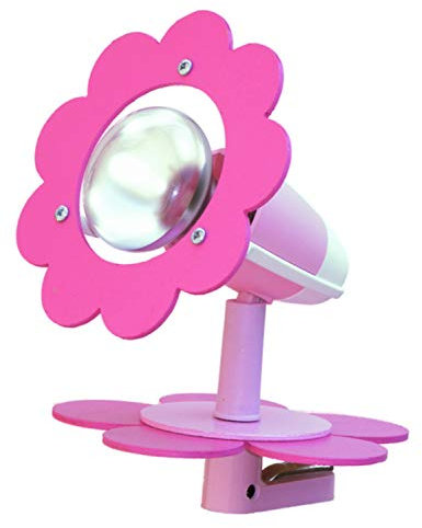 Elobra Klemmspot, Klemmlampe zum schrauben Blüte, Blumen Lampe, Kinderzimmer Wandlampe Kinderlampe für Mädchen, Rosa