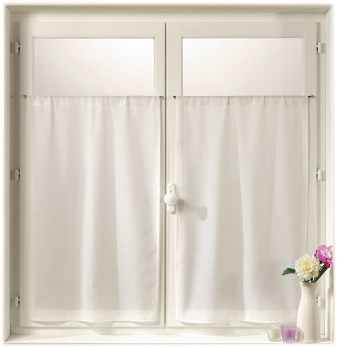 Linder 0323/10/415 - Coppia di Tende a Vetro dritte in stamigna con Passante per astine, Colore: Bianco 55X160