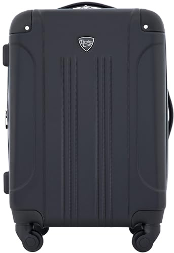 Travelers Club - Bagaglio a Mano Chicago Hardside Espandibile con Spinner, Nero, 51 cm