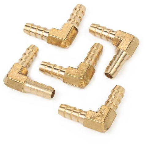 LTWFITTING 90 grader armbåge mässing hullmontering 6,35 cm x 6,35 mm slang ID luft/vatten/bränsle/olja/inerta gaser (5-pack)