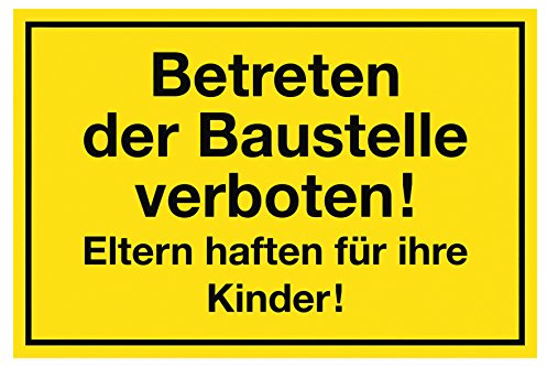 Metafranc Hinweisschild Betreten der Baustelle verboten! - 250 x 150 mm / Beschilderung / Verbotsschild / Zutrittsverbot / Privatgrundstück / Baustellenkennzeichnung / Gewerbekennzeichnung / 500090