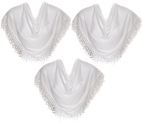 Hat To Socks Foulard Triangolare con Frange in Pizzo a Fuselli da Donna Confezione da 3 (Bianco)