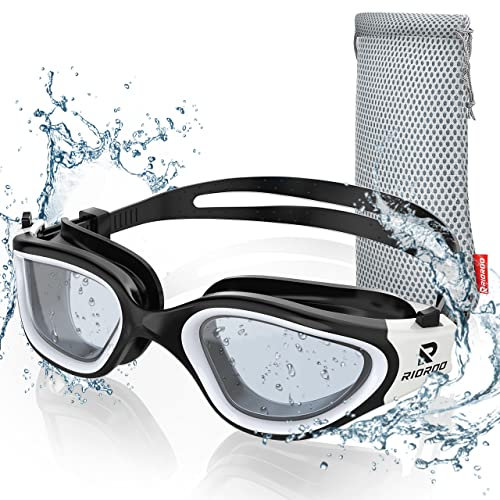 RIOROO Schwimmbrille, Erwachsene Polarisierte Schwimmbrille Geeignet für Frauen und Männer/Leckfrei/Klar Weitwinkel/UV Beständig/Anti Nebel Bequemes Teenager Schwimmen