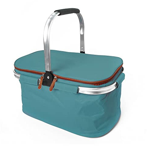 Kühlkorb Einkaufskorb Picknickkorb Isoliertasche Kühltasche Lunchtasche faltbar Thermo Einkaufstasche 23 Liter Cooler Bag türkis