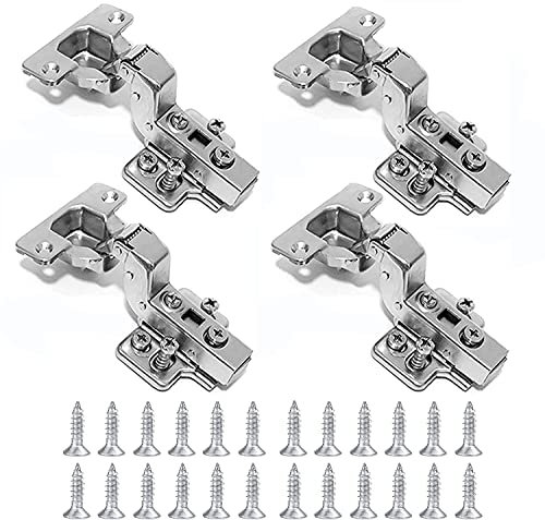 4 Pcs Inset Soft Close Kitchen Cupboard Hinges - Cabinet Hinges for Cupboard Doors & Wardrobe Doors (35mm)