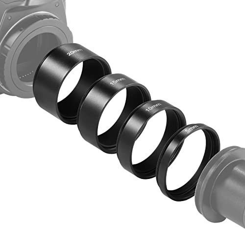 NEEWER Kit de Tubo de Extensión T2 de 4 Piezas, Tubo de Extensión de 5mm 10mm 15mm 20mm con Rosca M42x0,75mm de Doble Cara, Accesorio de Telescopio para Astrofotografía