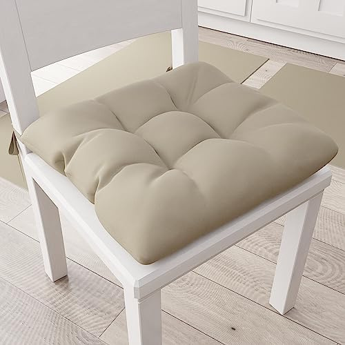 PETTI Artigiani Italiani - Cuscini per Sedia Cucina, Set 6 Cuscini per Sedie Cucina, Coprisedie Cucina in Cotone con Laccetti, Tortora, 100% Made in Italy (CCSCTU-TORTORA-X6)