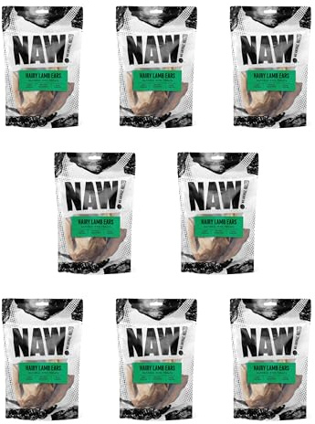 NAW | Lamb Ears with Hair | 800g | 8 Packs of 100g | Premium Dog Treats | Helps Support Healthy Dental Hygiene | 100% Lamb | A Leaner Source Of Protein