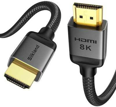 Silkland 10K 8K HDMI 2.1 Kabel 10M, HDMI Kabel 2.1 4K@144Hz/120Hz, 8K@60Hz | eARC/ARC, HDR10, 48Gbps, HDCP2.3&2.2 för HDTV/Soundbar/PS5/Blu-Ray/Switch/Projector/Laptop/TV Box/PC