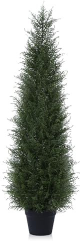 Kazeila Artificial Cypress Tree 120cm Artificial Plants Outdoor,UV Resistant Rated Cedar Tree Fake Conifers Trees for Home Garden Front Porch Decor(1Pack)