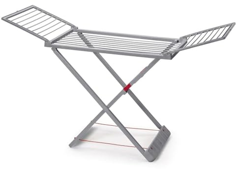 Dekohome Tendedero Plegable con Alas, 20 Metros de Superficie de Tendido, Hecho de Resina Resistente al Sol y a la Intemperie, 180 x 108 x 55 cm, Gris