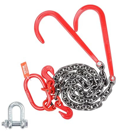 VEVOR Chaîne de Remorquage à Crochets J, Capacité de Charge 7074 kg,​ Chaine Bride V de Remorque G80 avec Crochet de Préhension, 10 mm x 90 cm, pour Dépannage, Transport, Dépanneuse, Camion à Plateau
