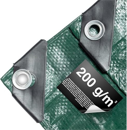 Bâche de Protection Verte 2x2 m 150 g/m², imperméable avec œillets, pour Jardin, Camping et travaux