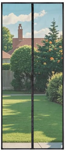 HOOMEE Mosquitera para Puerta, 80x210CM- Cortina Magnética para Puertas de Balcón o Terraza, Tejido con Fuertes Imanes para un Autocierre, Fácil Instalación sin Taladrar (Negro)