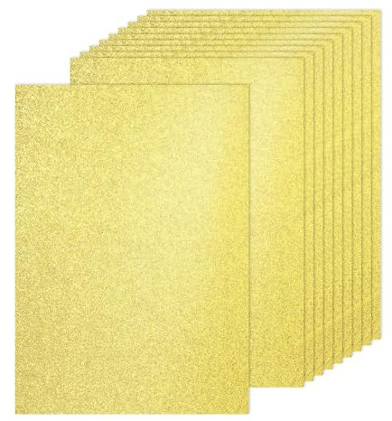PATIKIL 60 ark ljusguld glitterkartong, 8,3 x 11,7 tum A4 glitterpapper kartong glänsande klippbok 250 gsm glitterpapper stort skimrande för pyssel scrapbook gör-det-själv konst bröllop fest