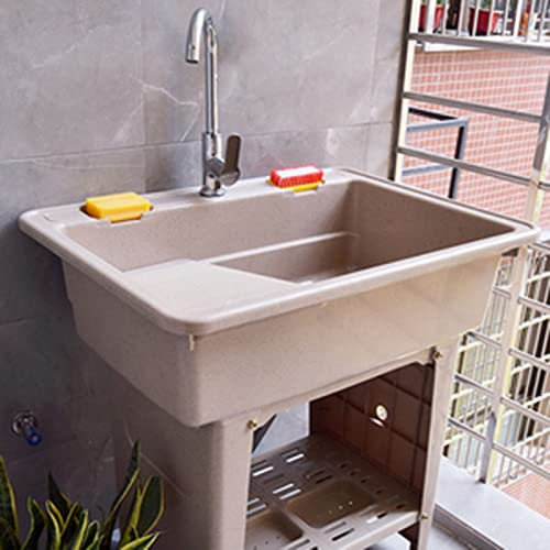 Lavandino in plastica autoportante – Lavanderia portatile e bacino di pulizia per bagno, garage, fattoria e negozio