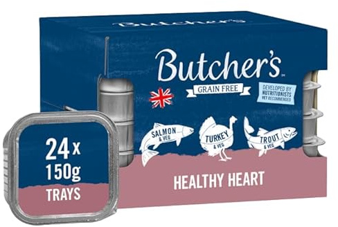 Butcher's Complete Wet Tray Grain Free Hypoallergenic Adult Dog Food Healthy Heart Pack 24x150g - Salmon, Turkey & Trout