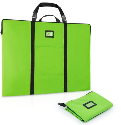 WISEPRO A1 Art Portfolio Case, Artwork Painting Folder Bag with Multi Handles, Slim Waterproof Carrying Storage Bag for Canvas Paintings, Mounted Art,Cardboard, Photography(24 x 36) (Green)