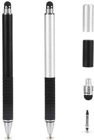 2 Lápices Táctiles 3 en 1 para Pantallas Táctiles con Punta de Gel, Punta de Disco y Punta de Fibra, Stylus Compatible con iPad, Phone, Tablet Android, Surface, sin Bluetooth ni Batería
