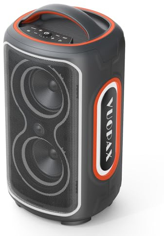 VUOPAX Bluetooth Lautsprecher Groß Party 200 watt, Tragbare Musikbox Bluetooth Subwoofer/LED-Lichtshow/IP65 wasserfester Outdoor Lautsprecher/24H Akku/TWS/TF/USB/MIC/AUX, für Party, Backyard