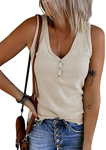 Tuopuda Canotta Donna Estive Tank Top Elasticizzato Incrociato Canottiera Scollo a V Magliette a Coste Casual Camicia in Maglia Camicetta Elegante T-Shirt Crop Top