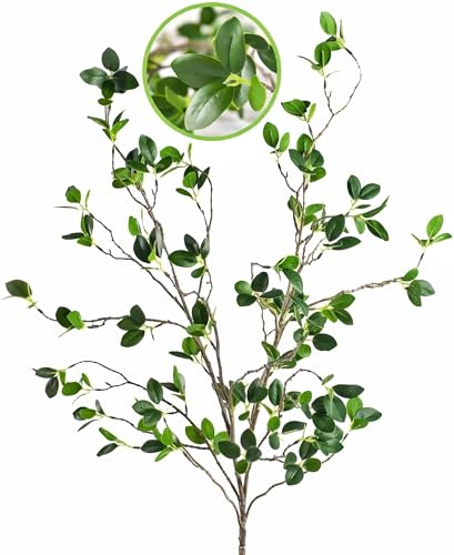 DEMIUKO 4 ramas artificiales de ficus, hojas, plantas verdes, ramas de 110 cm de alto, ramas artificiales de eucalito, ramas decorativas para interior, jarrón de suelo, relleno de jarrones, hogar