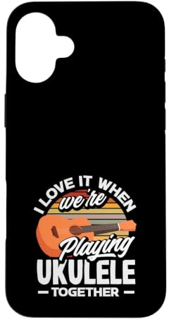J'adore Quand Nous jouons du ukulélé Ensemble Retro Sun Coque pour iPhone 16 Plus