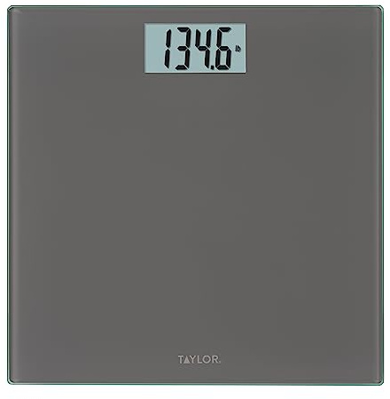 Taylor Smart Bathroom Scale with Precision Hub App, Digital Body Weight Scale, 400 lb Capacity, 8 User Profiles, Smart App Connectivity, Sync to 3rd Party Apps, BMI Tracking, Glass Platform, Charcoal